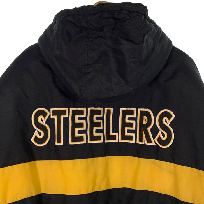 90's LOGO7 NFL Steelers スティーラーズ ナイロン ジップアップジャケット パーカー 中綿 ブラック Size XL 福生店