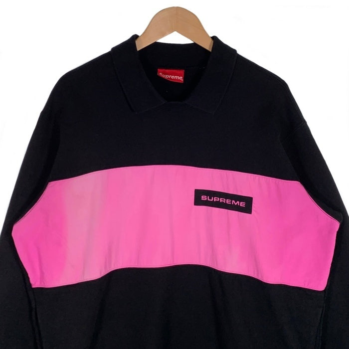 SUPREME シュプリーム 17AW Polo Crewneck ポロクルーネック スウェットトレーナー ブラック ピンク Size L 福生店