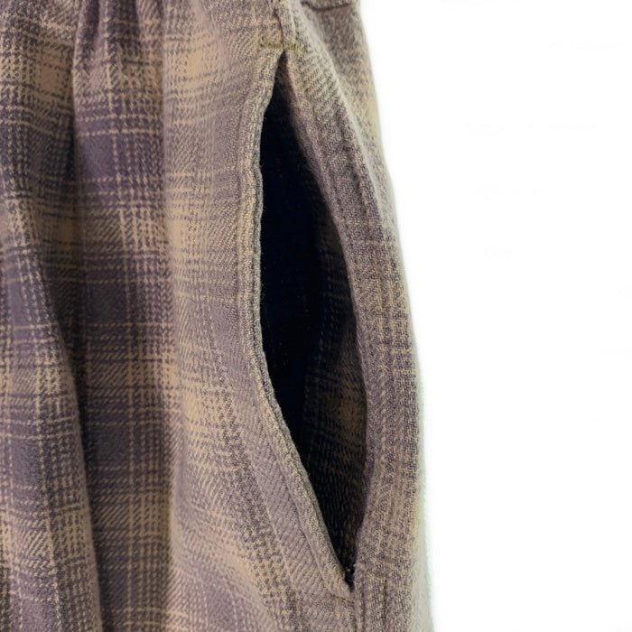 80-90's STUSSY ステューシー オンブレチェック フランネルイージーショーツ ショートパンツ ネイビー ピンク USA製 Size L 福生店