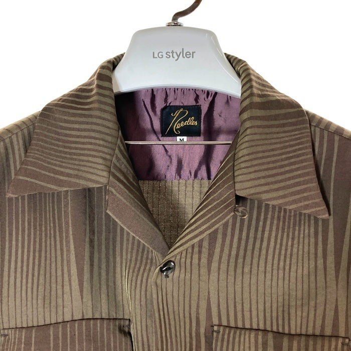 Needles ニードルズ S/S Classic Shirt -R/N Wave Stripe Jq. クラシックシャツ 開襟 半袖 ジャカード ブラウン MR147 Size M 瑞穂店