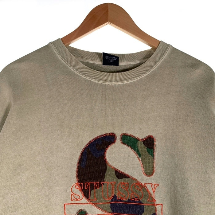 90's STUSSY ステューシー カモフラージュ Sロゴ スウェットシャツ ベージュ Size L 福生店