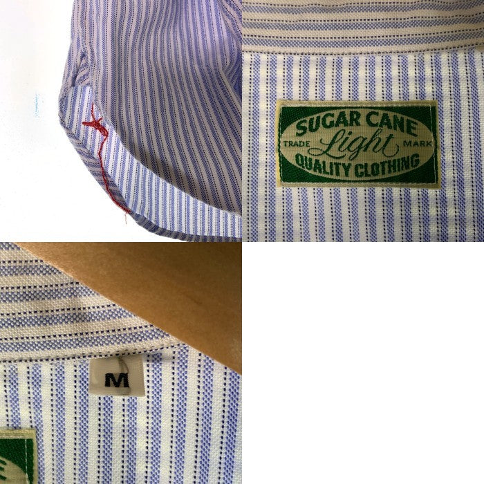 SUGAR CANE Light シュガーケーンライト ガチャポケ ストライプシャツ マチ 長袖 ホワイト ブルー Size M 福生店