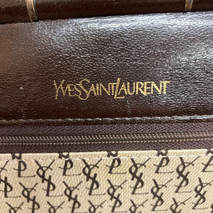 YVES SAINT LAURENT イブサンローラン レザー クラッチ セカンドバッグ Vステッチ ブラウン 瑞穂店