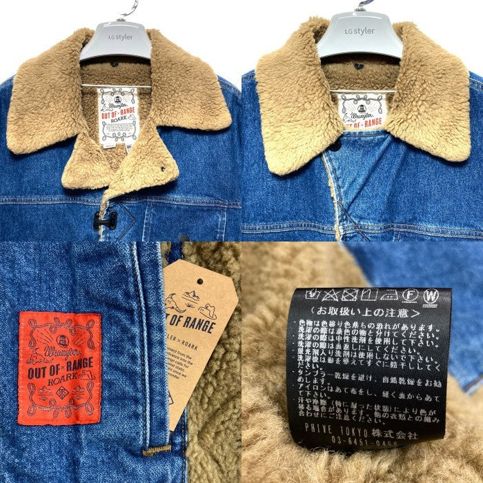 ROARK ロアーク Wrangler ラングラー Roundup Jacket デニム ボアジャケット ランチ インディゴ ブラウン RJ244 USA製 Size M 瑞穂店