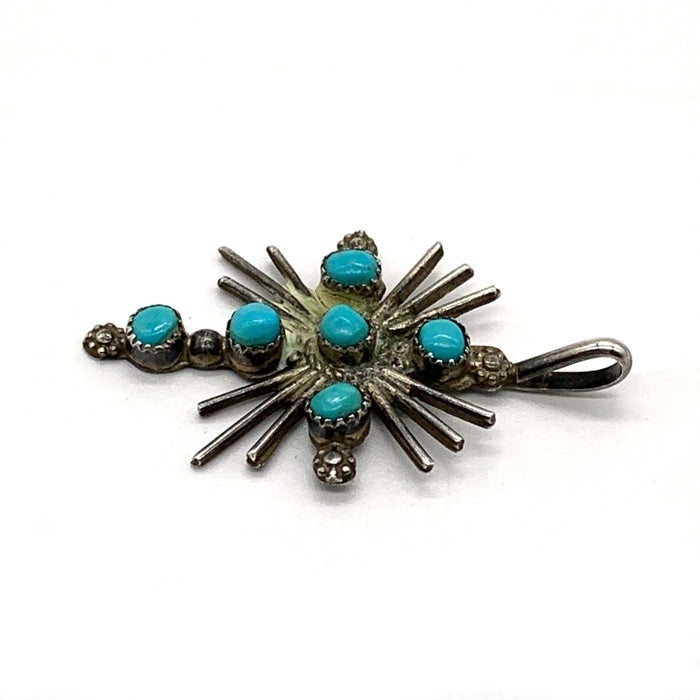 ズニ族 ターコイズ クロス ペンダントトップ シルバー 刻印なし 福生店