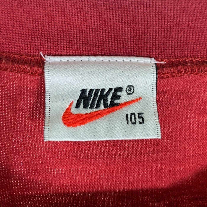 90's NIKE ナイキ スウッシュプリント 刺繡 Tシャツ 袖裾シングル 韓国流通 レッド やや厚手 Size 105 (XL相当) 福生店