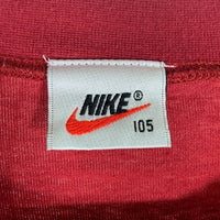 90's NIKE ナイキ スウッシュプリント 刺繡 Tシャツ 袖裾シングル 韓国流通 レッド やや厚手 Size 105 (XL相当) 福生店