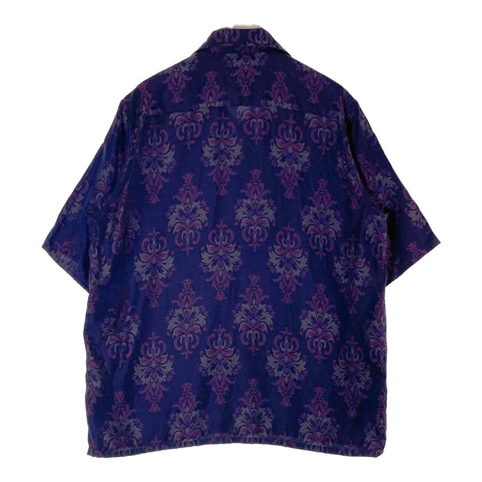 Needles ニードルズ S/S Classic Shirt-CU/R/S ORNAMENT Jq オープンカラーシャツ ジャカード 半袖 ネイビー パープル MR131 Size M 瑞穂店