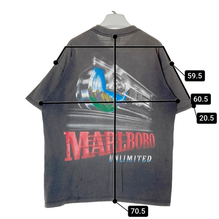 Marlboro マルボロ UNLIMITED TRAIN アンリミテッド トレイン USA製 マルボロタグ ポケット付きTシャツ フェードブラック sizeF 瑞穂店