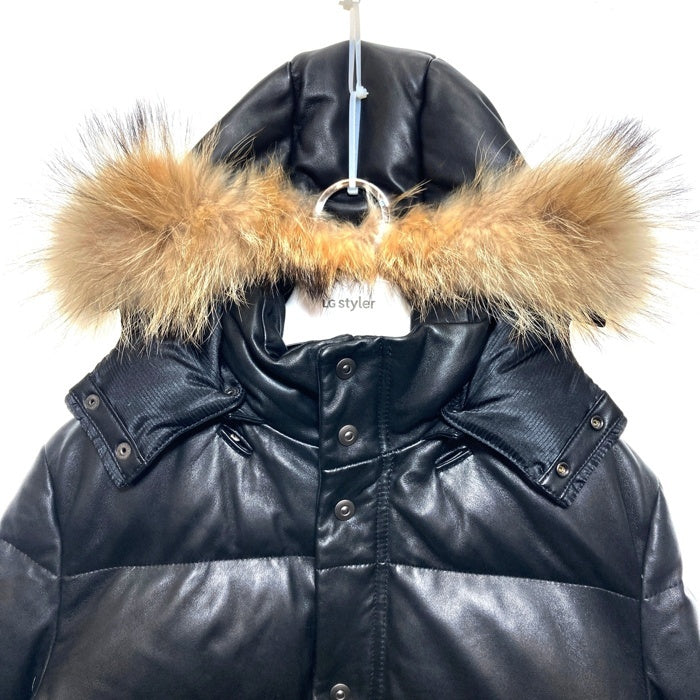 SEDUCTION de NICOLE  オールレザーダウンジャケット　ブラック  48 ※色ヤケあり 瑞穂店