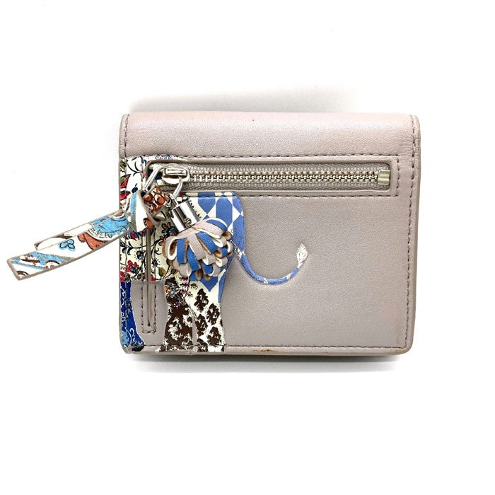 TORY BURCH トリーバーチ 二つ折り財布 像刺繡 グレー 瑞穂店