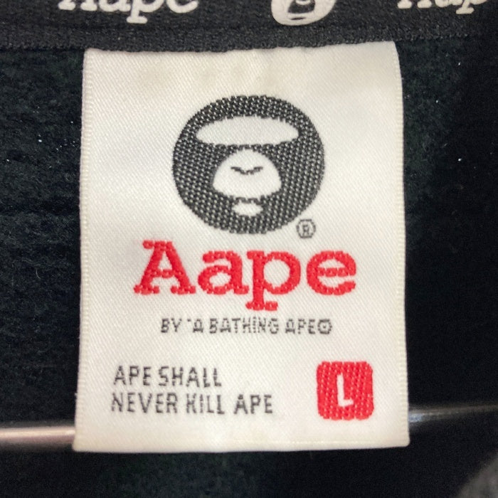 AAPE エーエイプ ASW3035 前後プリント 袖ロゴ スウェットスタジャン ブラック sizeL 瑞穂店