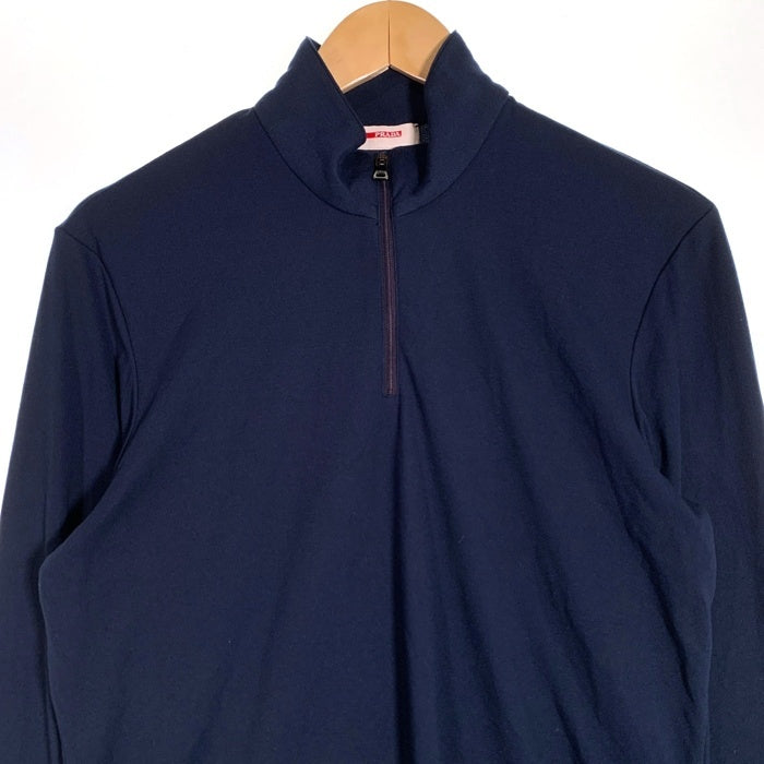 PRADA SPORT プラダスポーツ ハーフジップ プルオーバー ロングスリーブカットソー ネイビー ポリエステル SJJ80 Size M 福生店