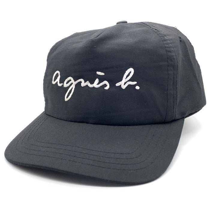 80-90's agnes b. アニエスベー 刺繡ロゴ 5パネルキャップ ブラック 台湾製 福生店