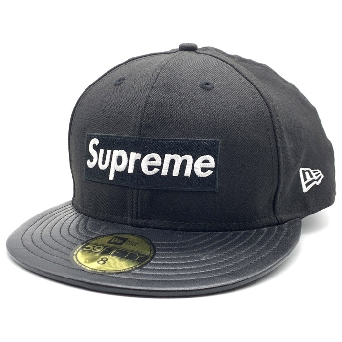 SUPREME シュプリーム 12AW Leather Visor Box Logo New Era レザーバイザー ボックスロゴニューエラ ベースボールキャップ ブラック Size 8 (63.5cm) 福生店