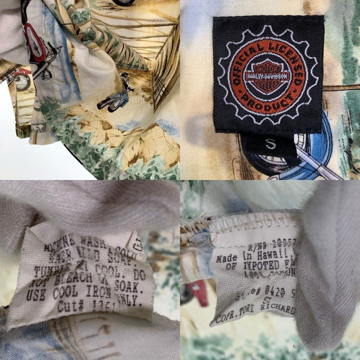 Harley-Davidson ハーレーダビッドソン コットン アロハシャツ 半袖 総柄プリント Size S 福生店