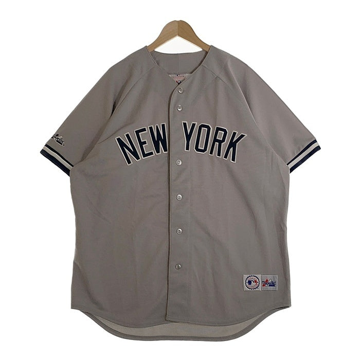 90's majestic マジェスティック Newyork Yankees ニューヨーク ヤンキース 半袖 ベースボールシャツ グレー Size XL 福生店