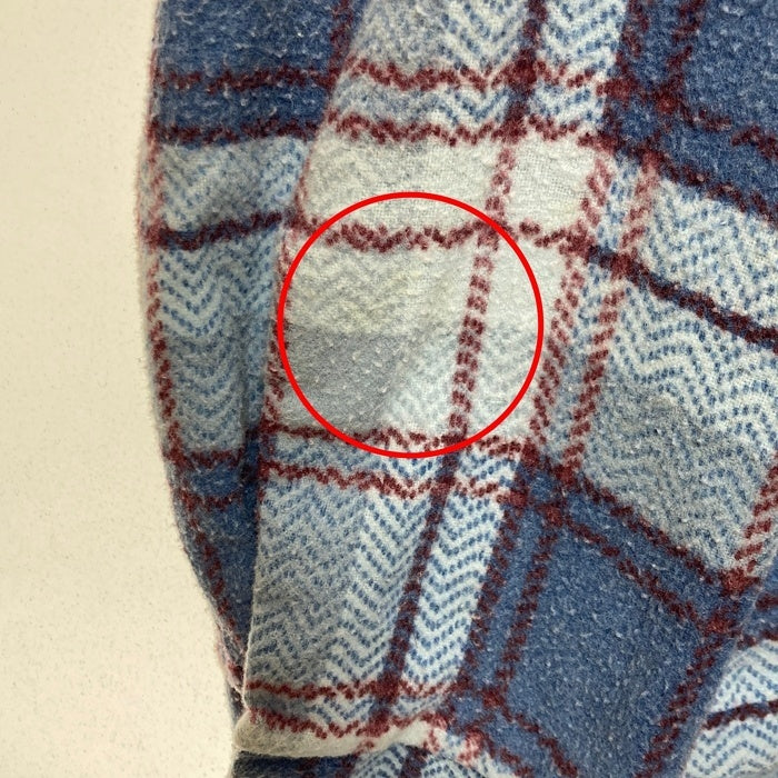 70's Sears シアーズ プリントネル チェックシャツ ブルー Size M 相当 瑞穂店