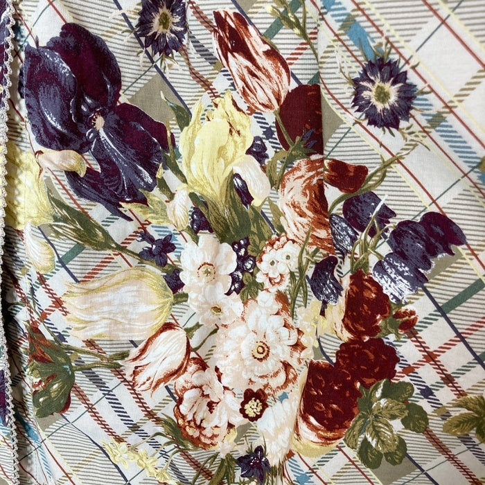 KANEKO ISAO カネコイサオ 花柄チェックロングスカート モカブラウン size- 瑞穂店