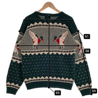 80's WOOLRICH ウールリッチ ノルティック柄 アヒル ニット セーター グリーン グレー Size M 福生店