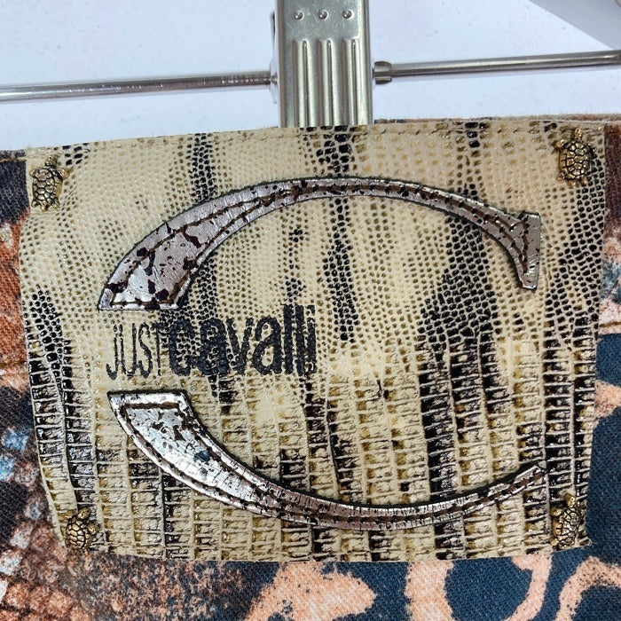 JUST Cavalli ジャストカヴァリ パイソン柄 金具ディテール スカート ブラウン size42 瑞穂店