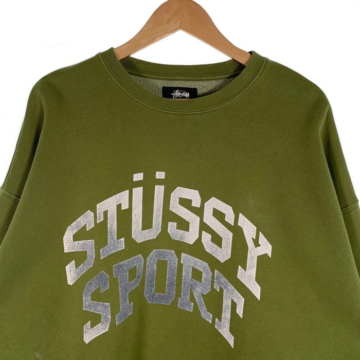 STUSSY ステューシー BIG CRACKLE SPORT CREW クルーネックスウェットトレーナー グリーン 118537 Size L 福生店