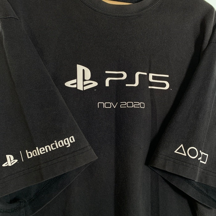 BALENCIAGA バレンシアガ 21AW PS5 ロゴプリント オーバーサイズTシャツ ブラック 651795 TKVF3 Size XL 福生店