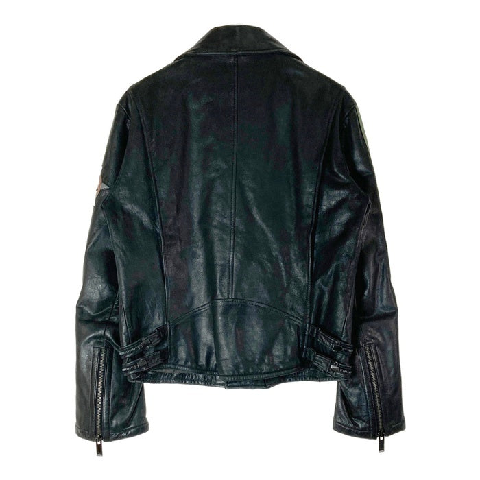 DIESEL ディーゼル 袖ストライプ レザー ダブル ライダースジャケット ブラック sizeL 瑞穂店