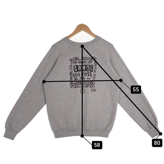 80's BARNZLEY PARIS プリント クルーネックスウェットトレーナー グレー アイルランド製 SCREEN STARS Size M 福生店