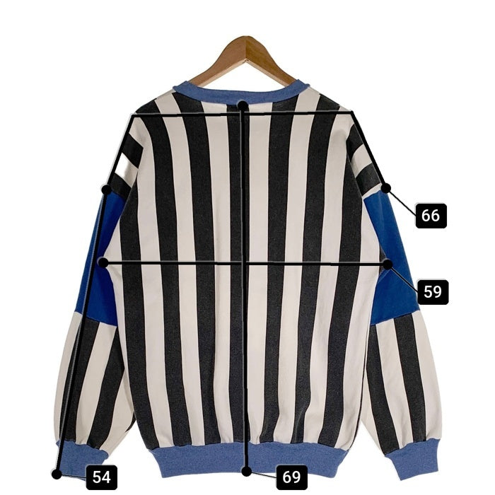 90's THE MAIN EVENT SPORTS BAR & GRILL Pontiac Silverdome シルバードーム スタジアム プリント クルーネックスウェットトレーナー ストライプ ホワイト ブルー USA製 Size M 福生店