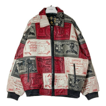AL WISSAM アルウィッサム MONEY PATCHWORK LEATHER JACKET 世界紙幣 レザー パッチワーク レザージャケット ブラック size52 瑞穂店