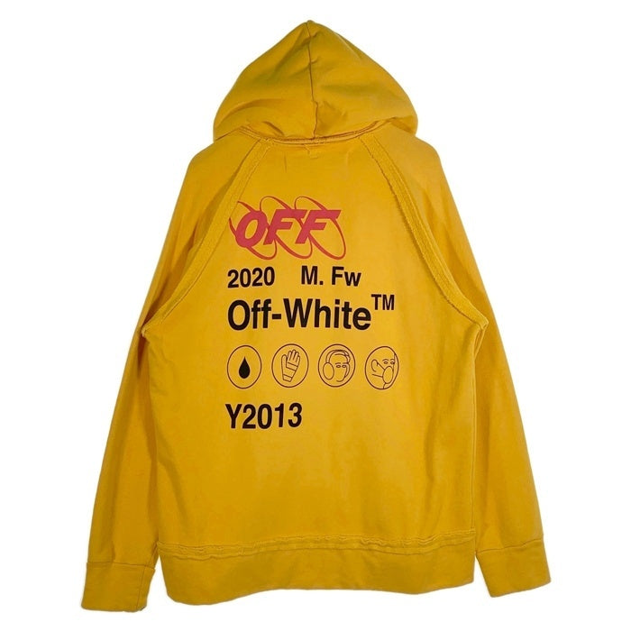OFF-WHITE オフホワイト 19AW インダストリアル プリント プルオーバースウェットパーカー イエロー OMBB057F19E30016 Size S 福生店