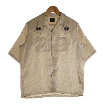 Needles ニードルズ S/S Cowboy One-Up Shirt  Poly Slub Sateen サテン 半袖 シャツ ベージュ MR254 Size M 福生店