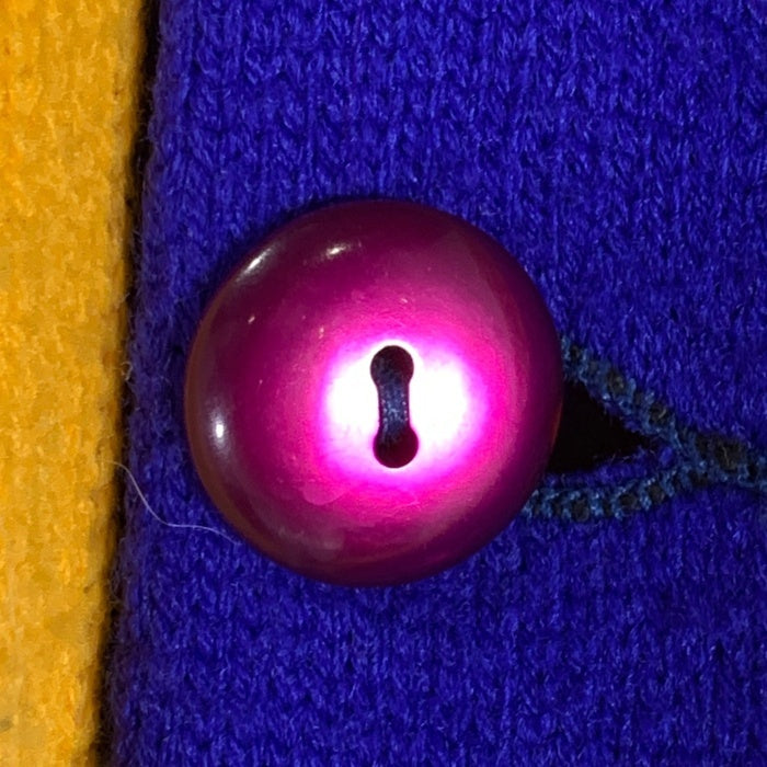 70's Champion チャンピオン アクリルニット レタードカーディガン 袖ライン イエロー ブルー USA製 Size 40 福生店