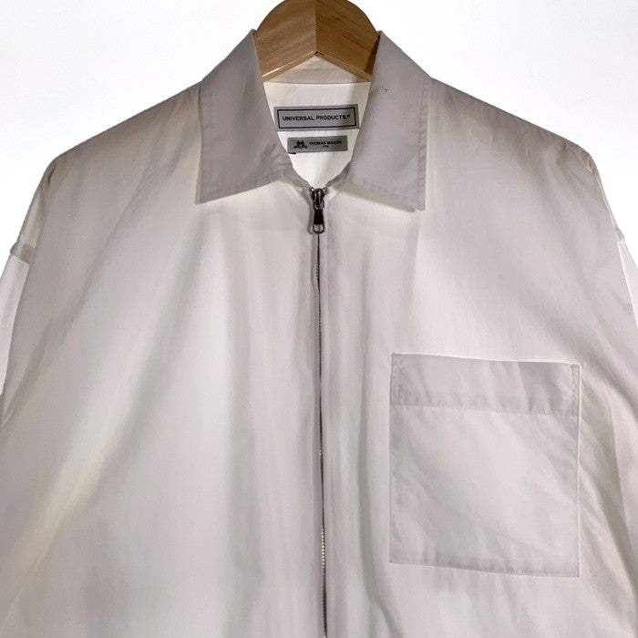 UNIVERSAL PRODUCTS ユニバーサルプロダクツ T.M. ZIP FRONT L/S BLOUSON トーマスメイソン ジップアップブルゾン ジャケット ホワイト コットン 201-60307 Size 2 福生店