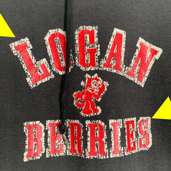 DISCUS ディスカス LOGAN BERRIES フィリックス・ザ・キャット カレッジプリント プルオーバーフーディー パーカー ブラック Size S相当 福生店