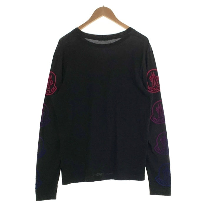 MONCLER モンクレール LS T-SHIRT 袖ロゴ ロンT ロングスリーブ 長袖 Tシャツ ブラック 38938625EGFC Size S 福生店