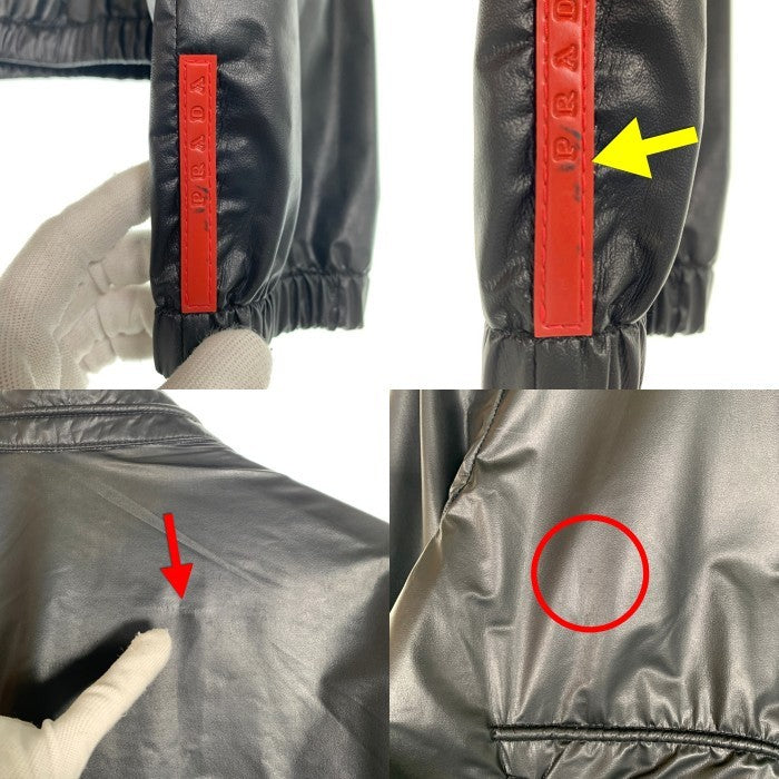 PRADA SPORT プラダスポーツ バンドカラー ジップアップ ナイロンジャケット ポリウレタンコーティング ブラック SGH223 Size 48 福生店