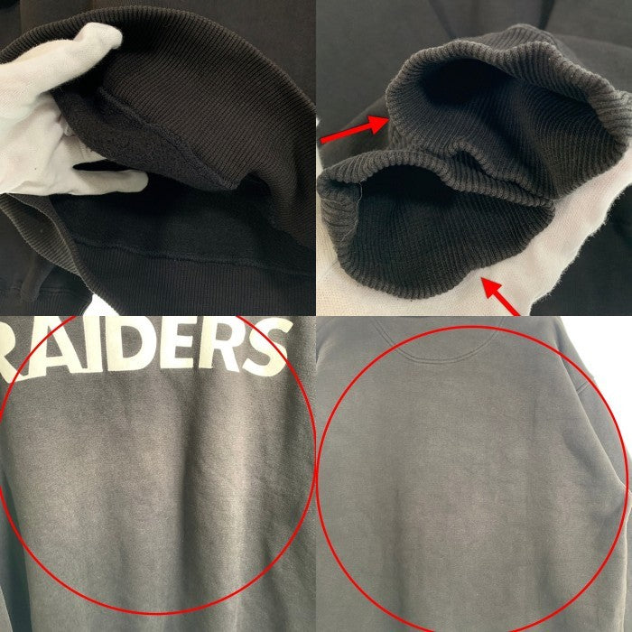 90's majestic マジェスティック RAIDERS レイダース NFL クルーネック スウェット ブラック EA98HD Size XL 福生店