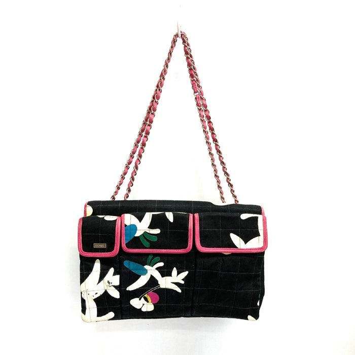 CHANEL シャネル 2.55 チョコバー チェーンショルダーバッグ 花柄 ギャランティカード付 ブラック 瑞穂店