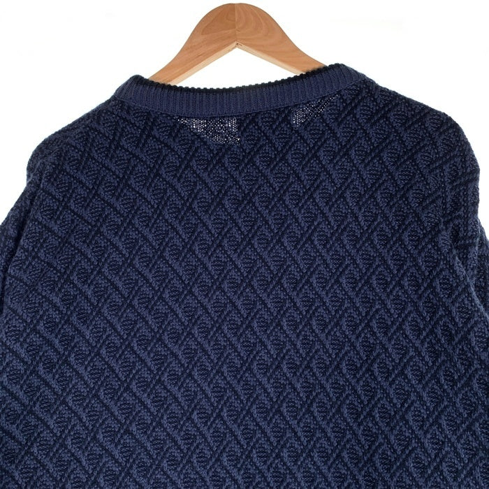 JANTZEN ジャンセン 格子柄 アクリルニットセーター ネイビー メキシコ製 Size L 福生店