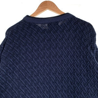 JANTZEN ジャンセン 格子柄 アクリルニットセーター ネイビー メキシコ製 Size L 福生店