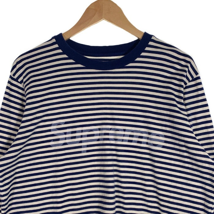 SUPREME シュプリーム 15AW Striped Logo L/S Top ストライプドロゴ ロングスリーブTシャツ ブルー ホワイト ボーダー Size L 福生店