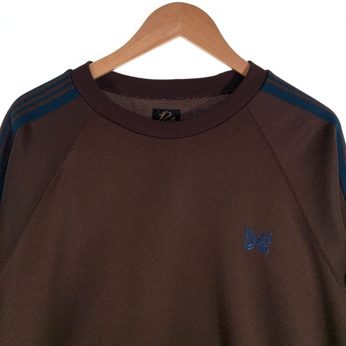 Needles ニードルズ KEBOZ別注 Track Crew Neck Shirt トラッククルーネックシャツ パピヨン刺繡 ブラウン ネイビー LQ476 Size M 福生店