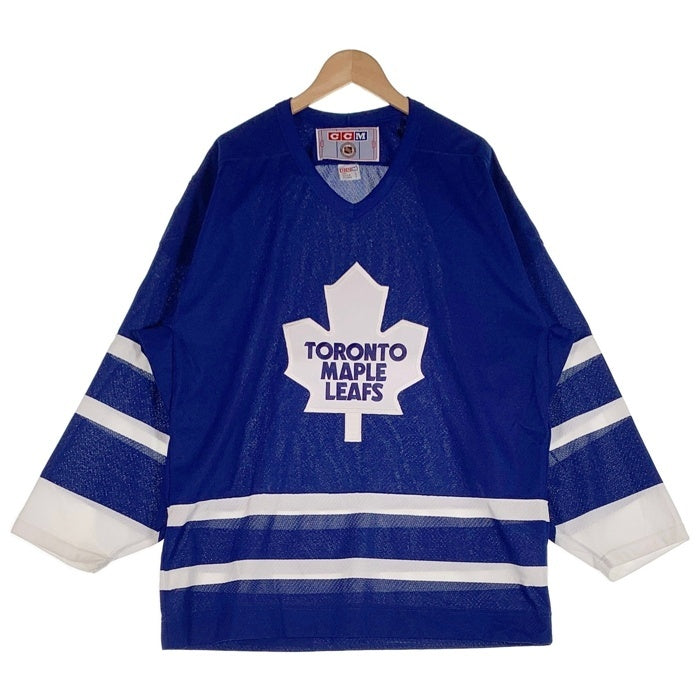 CCM シーシーエム Tronto Maple Leafs NHL トロント メープル リーフス 七分丈 ラグランスリーブ ホッケーシャツ ブルー ホワイト Size L 福生店