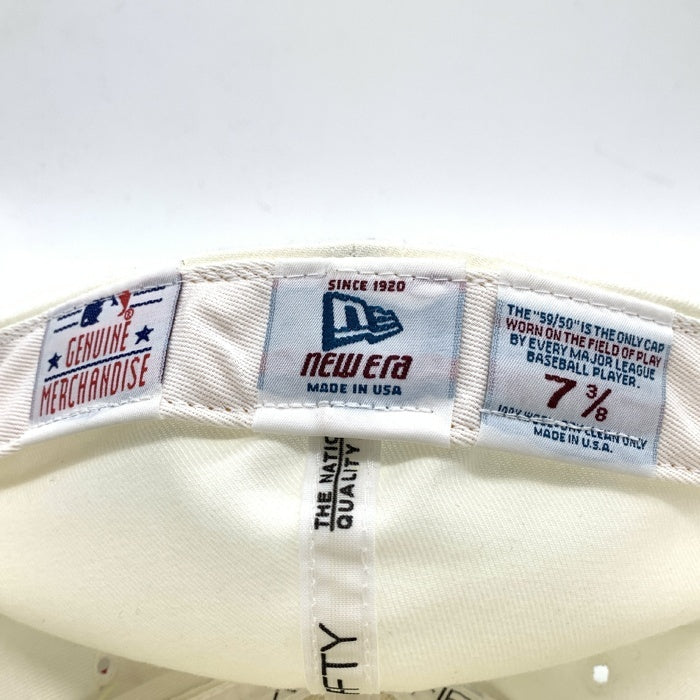 90's New Era ニューエラ MLB ニューヨーク・ヤンキース 59FIFTY ベースボールキャップ ホワイト ウール USA製 Size 7 3/8 (58.7cm) 福生店