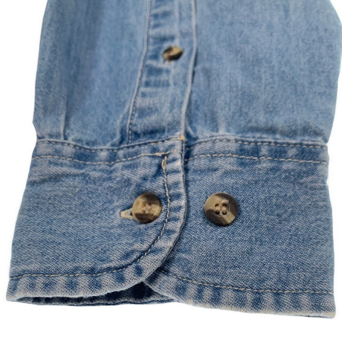 90's PORT AUTHORITY ボタンダウン デニムシャツ COSTCO刺繡 ライトブルー Size XL 福生店