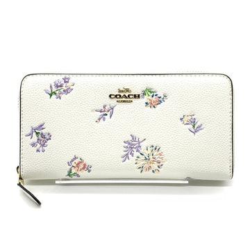 COACH コーチ F96832 ラウンドファスナーレザーウォレット ホワイト 花 福生店