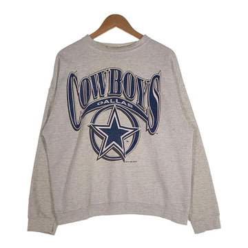90's NFL ダラス・カウボーイズ プリント クルーネックスウェットトレーナー グレー LOGO7 USA製 Size XL 福生店