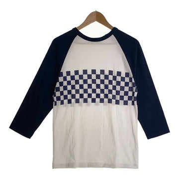 CORE FIGHTER コアファイター ラグランスリーブ 七分袖カットソー チェッカーフラッグ ホワイト ネイビー Size M 福生店